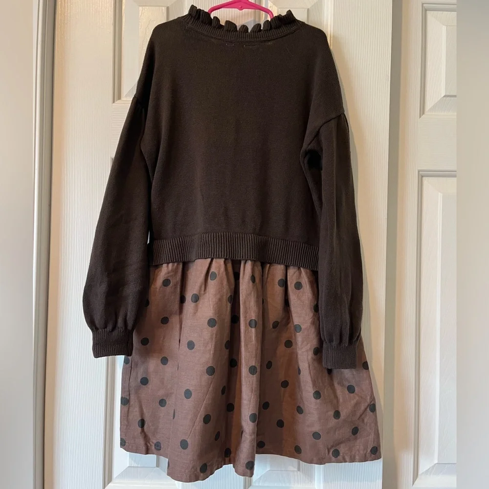 Gap size M (8/9) mixed media sweater dress in brown